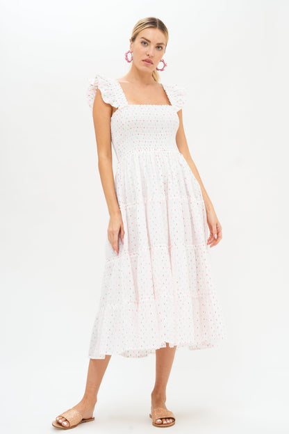 Smocked Ruffle Strap Midi- Dipsy White