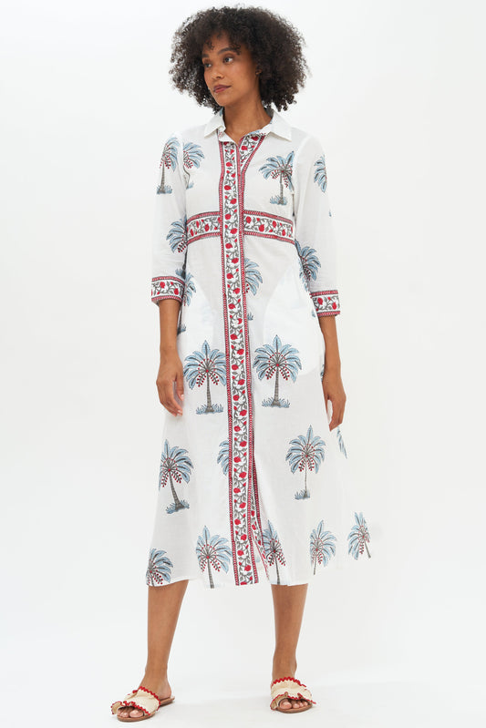 Shirt Dress Midi- Kiawah Red