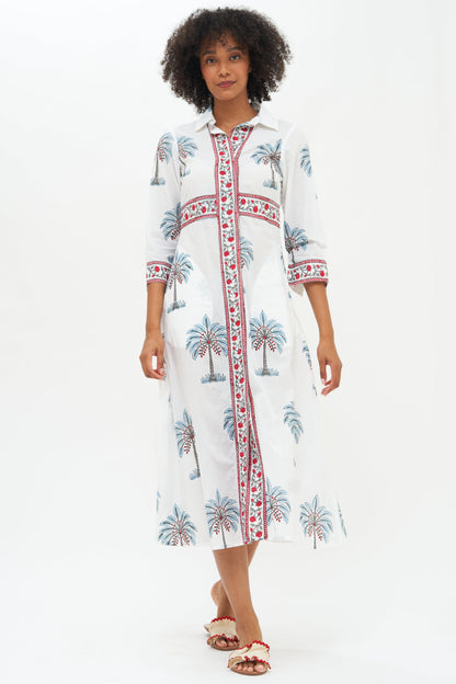 Shirt Dress Midi- Kiawah Red